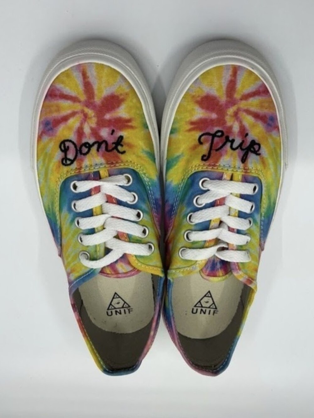 UNIF Don’t Trip Embroidered Tie Dye Canvas Sneakers 9.5